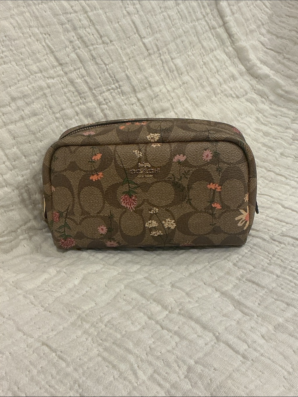 Coach Brown Floral Signature Toiletry Pouch